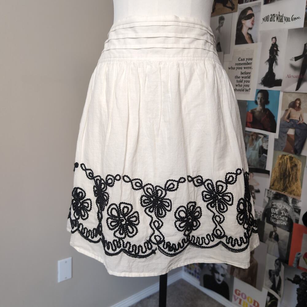 Embroidered Floral Smocked Waist Mini Skirt